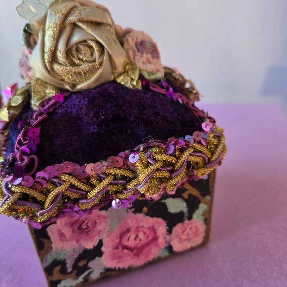 Handmade Decorative Victorian Style Flower Pin cushion - Picture 8 of 12